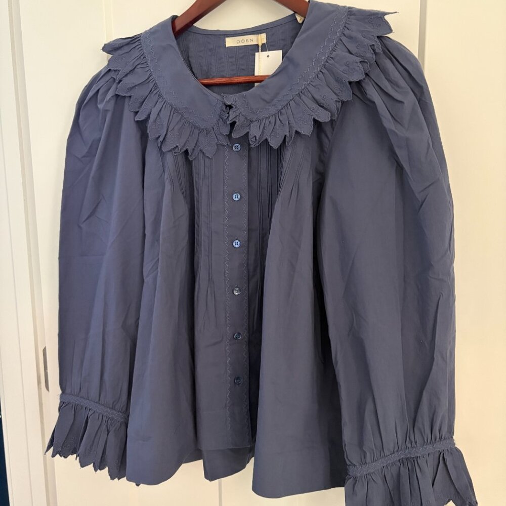 DOEN Sz L Hickory Top in Atlantic Blue - Picture 2 of 4